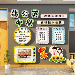 蒲公英中队角布置班级文化墙面贴教室装饰小学少先黑板报素材环创