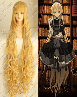 cosplay假发 维多利加 GOSICK原版 金色 大波浪水纹卷假发