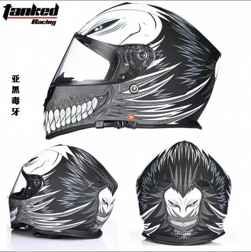 TankedRacing坦克头盔摩托车全盔男女四季款蓝牙双镜片经典款T127
