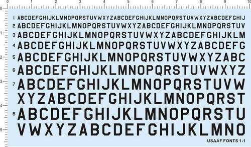 美军英文字水贴  1-1 USSAAF FONTS   黑，白可选