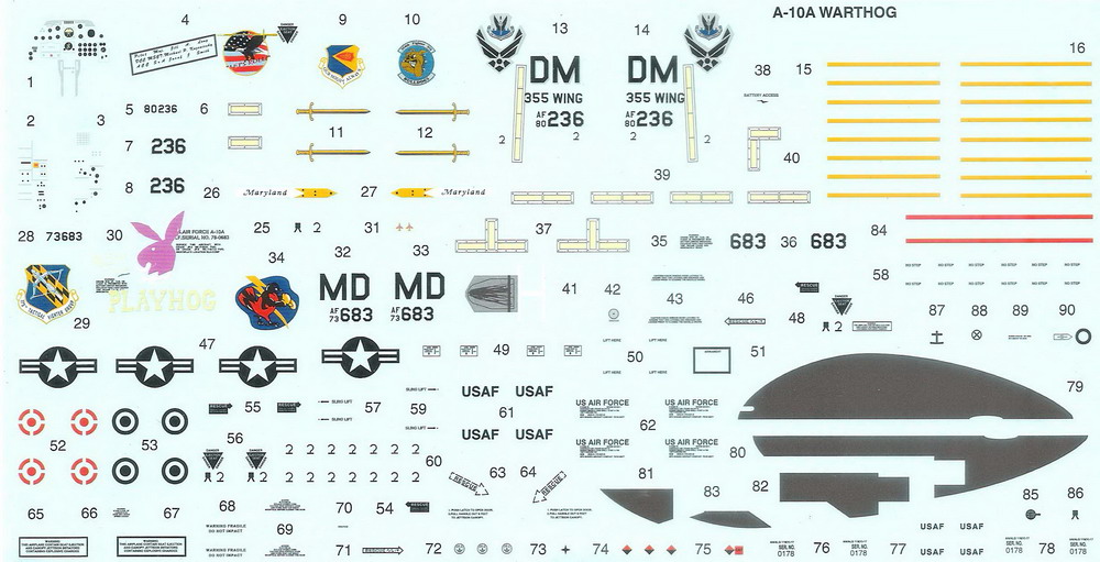 REVELL 5521 1/48 A-10 A10雷电攻击机用标志水贴