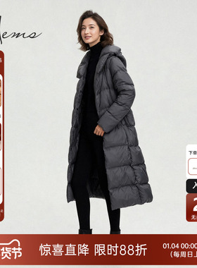 海尔曼斯25冬季新品精英衣橱轻量蓬松保暖气质长款羽绒服246V2B81