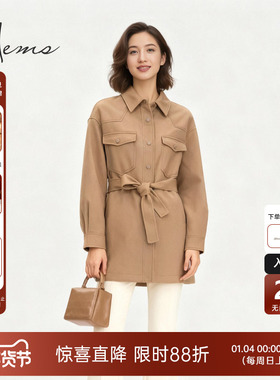 海尔曼斯25冬季新品精英衣橱干练职业双面呢羊毛大衣外套21613B48