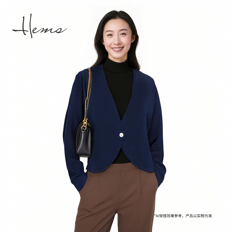 海尔曼斯25早秋新品不规则小众设计高质感通勤羊毛开衫D4907D9R