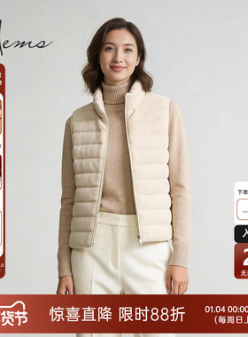 海尔曼斯25冬季新品老钱轻盈蓬松保暖泡芙羊毛针织棉马甲240D3B97
