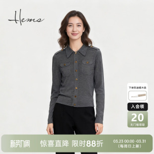 海尔曼斯25秋冬新品 女D4904B4R 精英衣橱云感亲肤羊毛Polo领针织衫