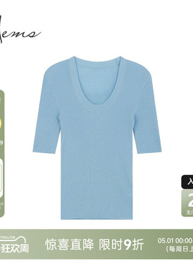 海尔曼斯25春100%棉羊毛针织衫T恤薄款风百搭通勤基础D5903C44