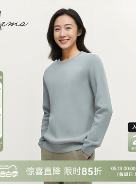 海尔曼斯25早秋新品经典款0压系列亲肤圆领羊绒针织衫D1089D41