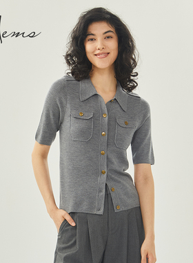 海尔曼斯极细美丽诺羊毛POLO领针织衫简约古典优雅气质D4929C93