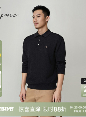 海尔曼斯25秋冬新品精英衣橱男士商务休闲Polo长袖羊毛衫24720D41