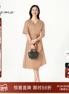 海尔曼斯春夏新品法式浪漫茶歇印花轻盈度假蚕丝连衣裙24824C6Q