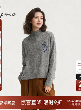 海尔曼斯25冬季新品精英衣橱通勤轻量松弛柔软牦牛绒针织240K5B91