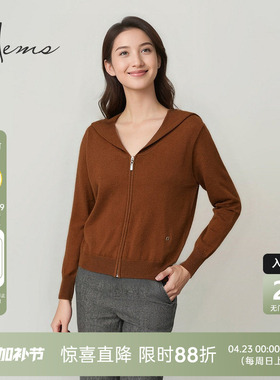 海尔曼斯25秋冬新品通勤系列软糯羊绒拉链卫衣款休闲开衫23958D7R