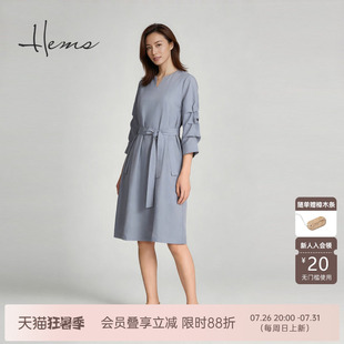 海尔曼斯26夏季新款体制内高智感优雅气质通勤收腰连衣裙20873A5Q