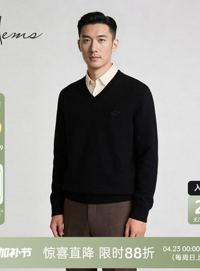 海尔曼斯25冬季新品商务休闲男士V领羊毛羊绒混纺羊毛衫24182B31