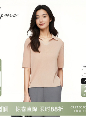 海尔曼斯25春夏新品高智感Polo领呼吸感轻盈桑蚕丝短袖T240A5C6E