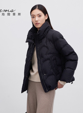【门店同款】海尔曼斯秋冬新款短款轻盈羽绒服黑色宽松外套女