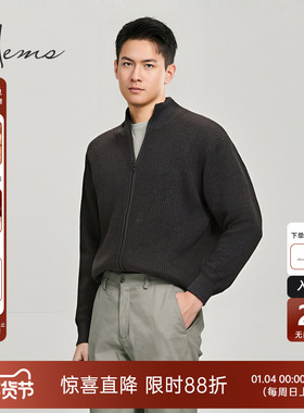 海尔曼斯25早秋新品精英衣橱男士半高领拉链亲肤羊毛开衫24703B41