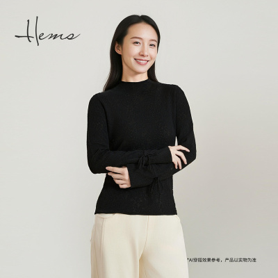 海尔曼斯25秋冬新品设计感镂空呼吸云感气质通勤针织衫D4909D91