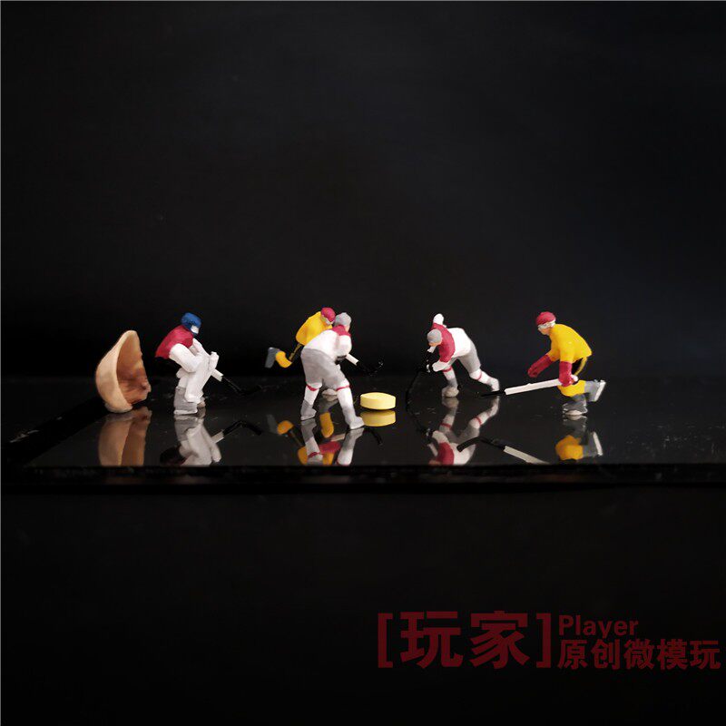 玩家微模玩一冰球小人偶7人87/64/43比例迷你运动员原创微缩模型