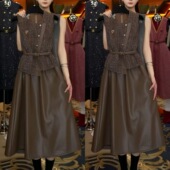 高档轻奢洋气假两件背心裙女2026春冬新款 气质名媛精致显瘦A字裙