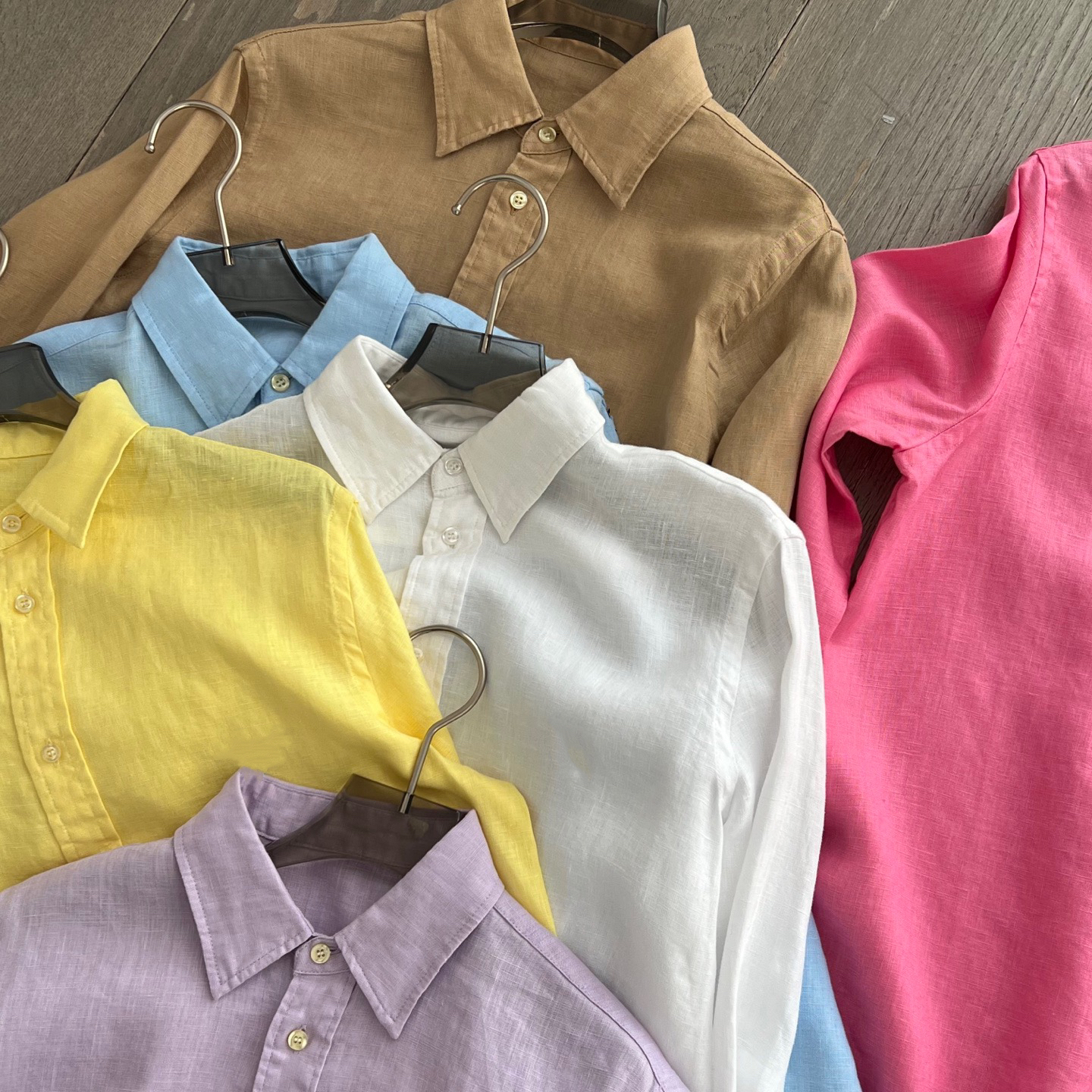 ponkey 质感家族～拉f主推款，淡雅纯色亚麻高级感亲肤长袖衬衫