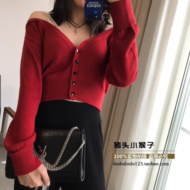 大大王纯元！设计感敲墙，网纱拼接露肩针织开衫，羊毛羊绒迷人