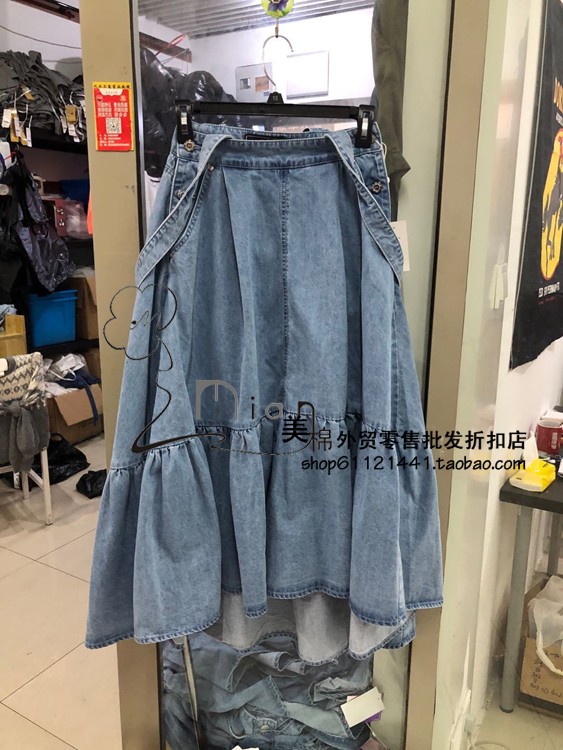 纯原牛仔背带裙 连衣裙 沙滩裙 荷叶边吊带裙