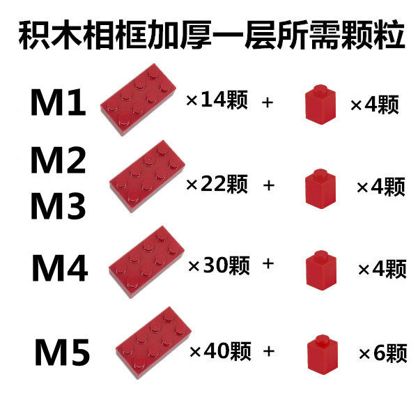 拼梦堂积木相框加厚一层小颗粒配件零件2*4基础砖2*2拼装积木砖