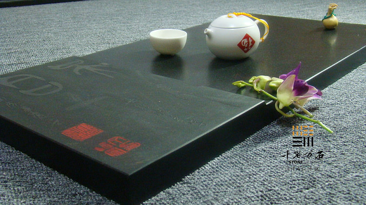 免邮乌金石茶盘石茶海功夫茶具茶道用具天然石材手工茶盘复古茶盘