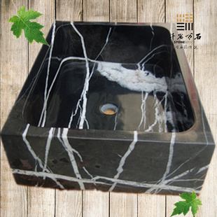 大理石材台上盆台盆石头盆洗脸盆洗手盆洗脸池黑白根方盘艺术面池