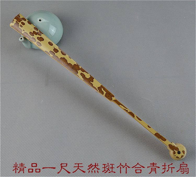一尺18方天然梅妃斑竹折扇小骨合青 苏工老艺人制精品和尚头