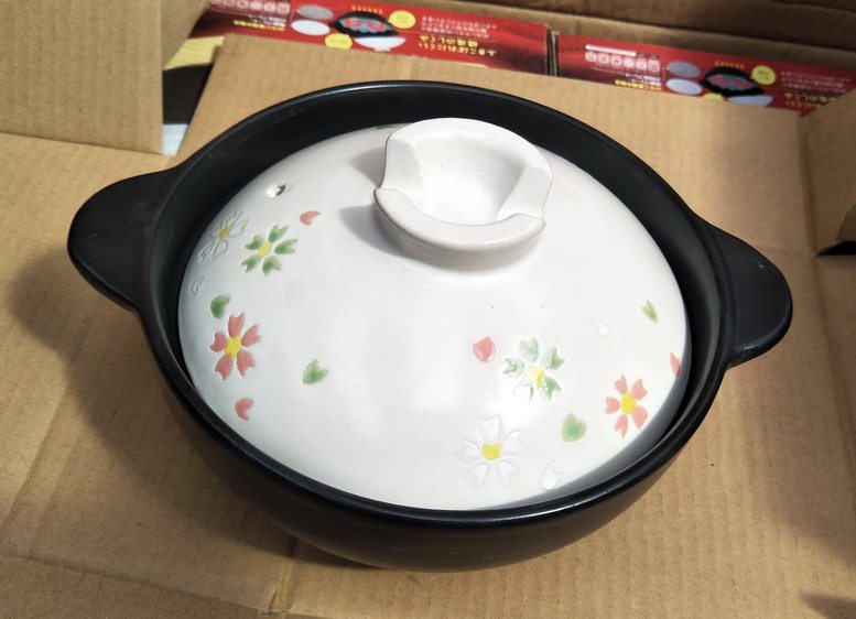 日本直火锂辉石6号土锅砂锅1-2人大炖锅 大砂锅 寿喜锅 石锅