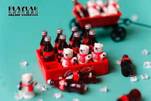 可乐北极熊 小拖车 食玩 迷你摆件 可乐瓶可乐箱