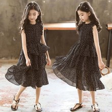 女童连衣裙夏季波点雪纺蛋糕裙2025韩版新款中大童长裙亲子裙