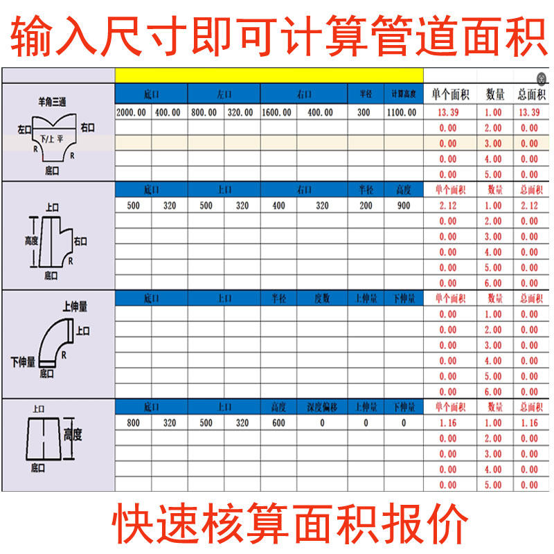 风管计算面积公式管道计算面积