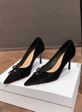 夏雪儿528-136尖头细高跟8厘米蝴蝶结时尚韩版气质单鞋女鞋有34码