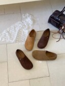 2025基地7266真皮勃肯后跟可踩两穿休闲百搭平底一脚蹬时尚 圆头女