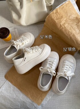 丫奢588-1真皮厚底轻便时尚小白鞋后跟可踩两穿百搭女鞋休闲鞋