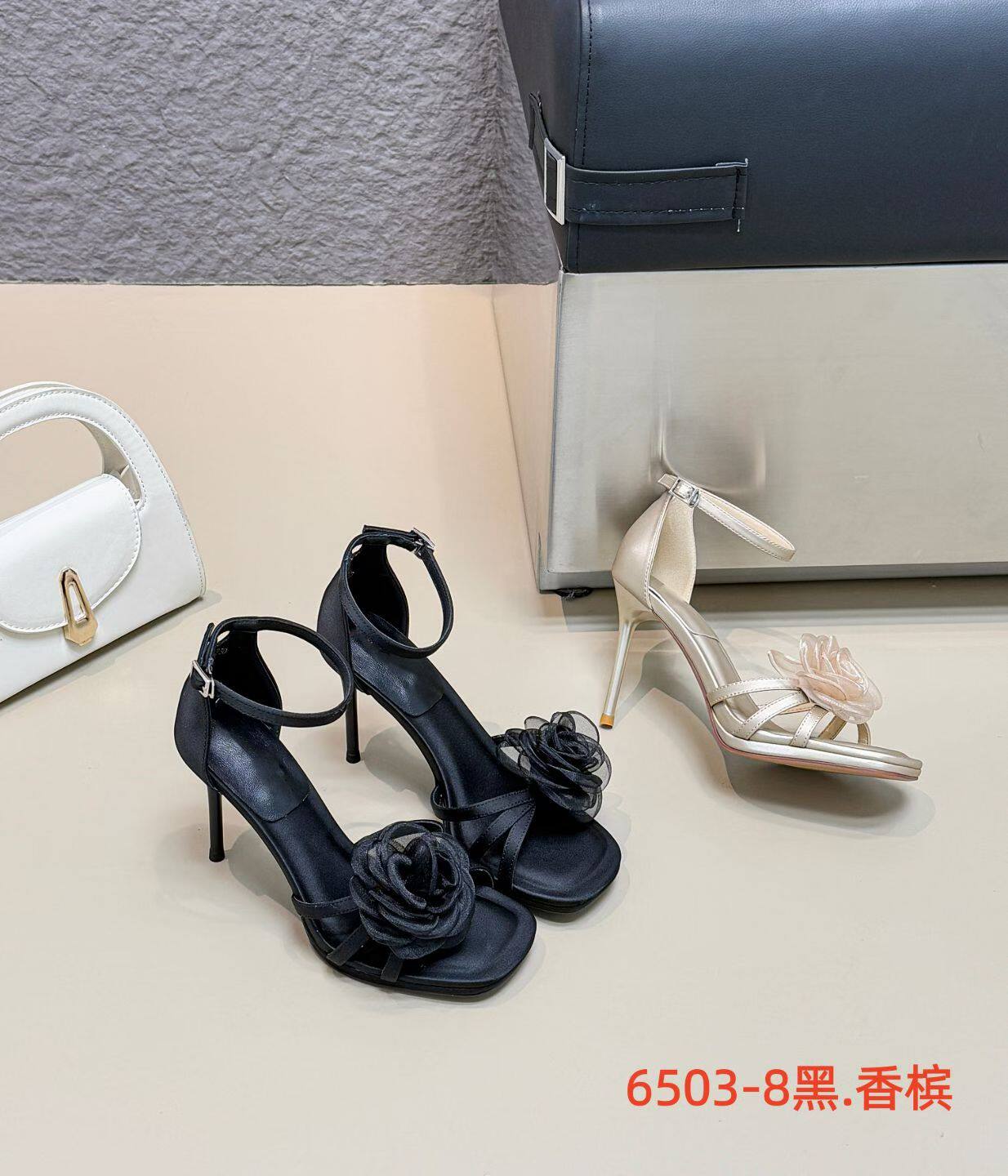 丹安琪6503-8超高跟防水台花朵布面一字扣带时尚韩版凉鞋女鞋有34