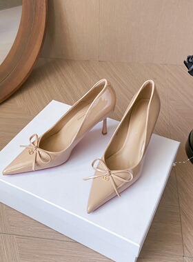 2026夏雪儿528-118细高跟尖头蝴蝶结韩版时尚漆皮单鞋女鞋有34码