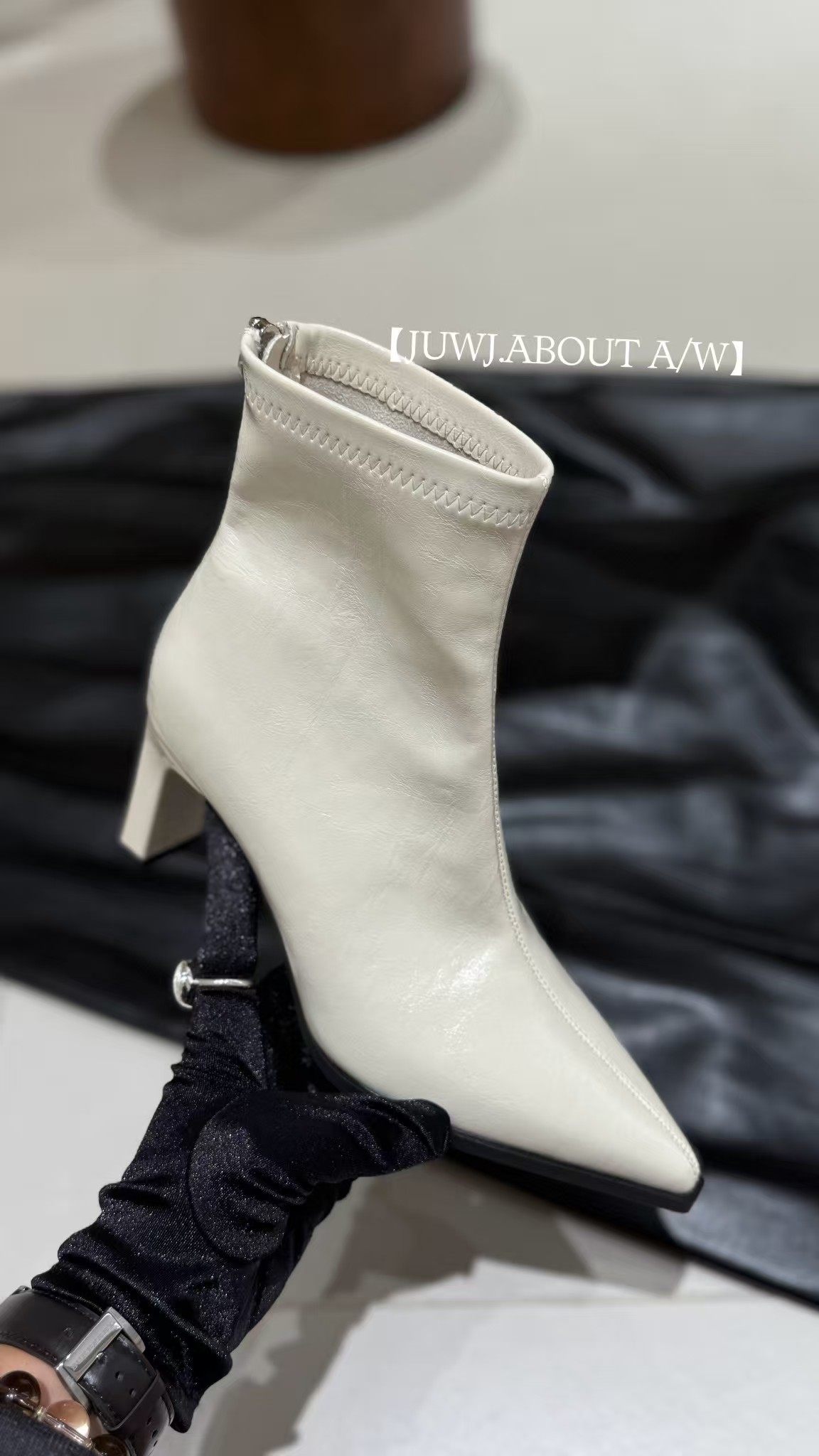 热卖款酷秀2905-1粗跟高跟软面尖头百搭时尚短靴显瘦大长腿女鞋