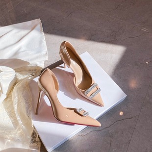 有33码 夏雪儿598 女鞋 性感单鞋 18超高跟11CM尖头侧空水钻方扣时尚