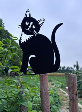 猫咪剪影铁艺摆件生锈艺