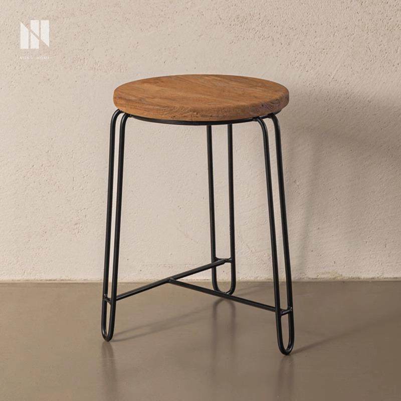 弄物集实木家用铁艺圆凳简约高脚吧台椅酒吧餐厅侘寂风日式矮凳,住宅家具,家用高脚椅,淘宝优惠券,粉丝福利购,淘宝优惠卷