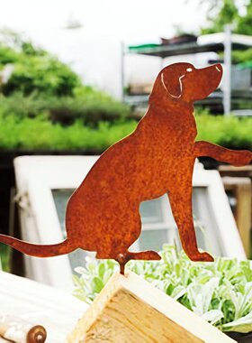 金毛犬雕塑做旧金属宠物