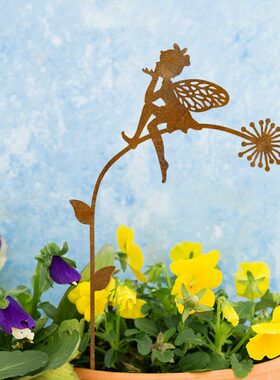 铁制花插仙女花园桩复古的户外花园地插精灵剪形金属花仙子雕塑