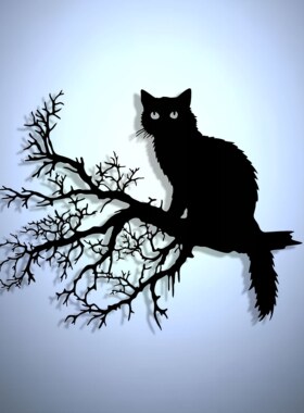 金属铁艺小猫上树暗黑风