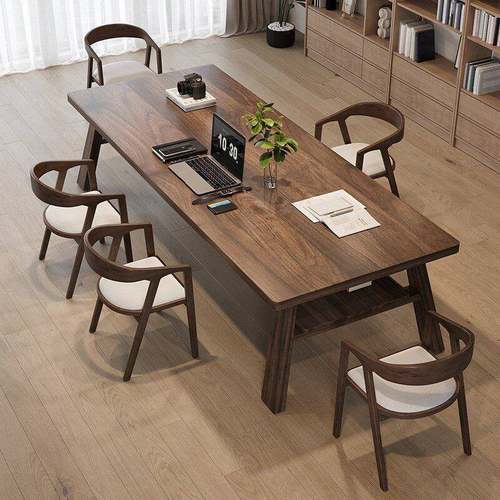 2025新高档南美黑胡桃木客厅大长书桌家用工作台学习桌实木办公桌