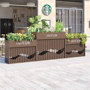 户外不锈钢花箱定制组合庭院公园酒店广场围栏隔断户外市政种植箱